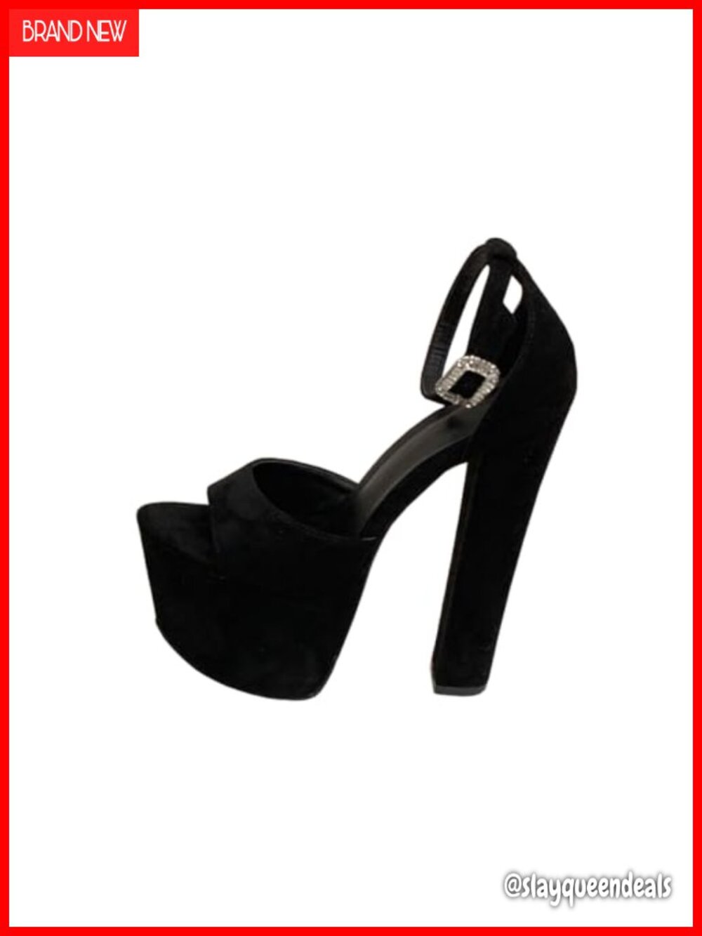 Faux Leather Platform Heeled Sandals Open Toe Ankle Strap Block Heels
